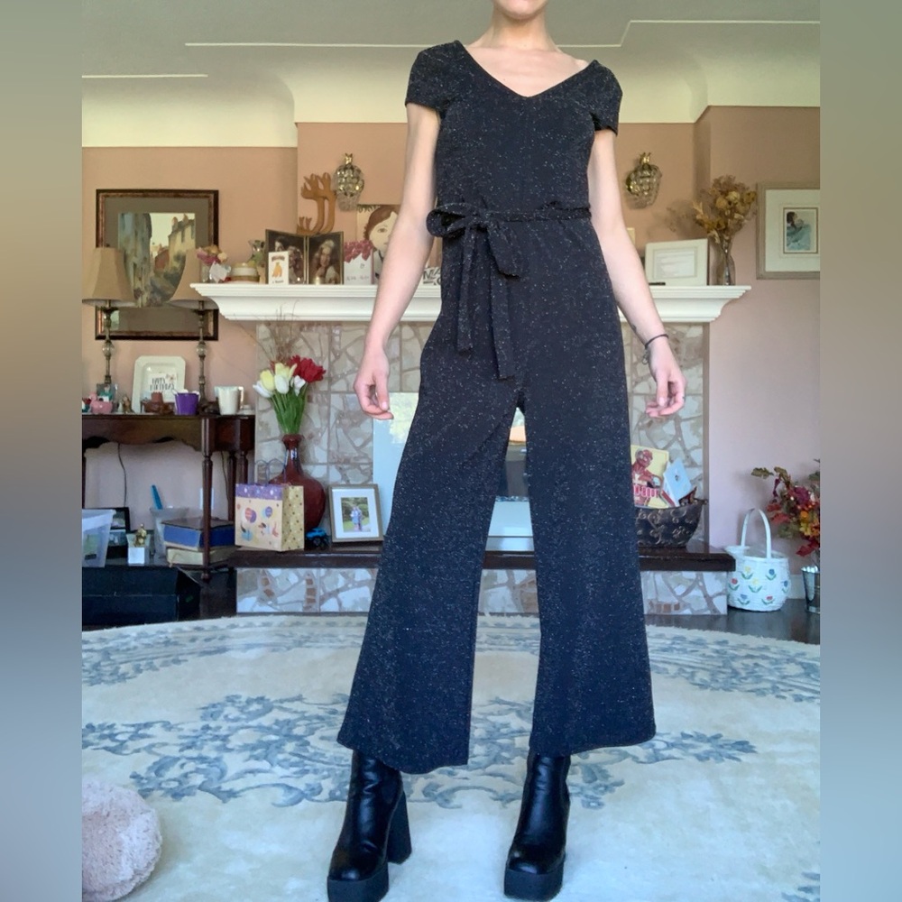 Poison Ivy black and silver glitter jumpsuit